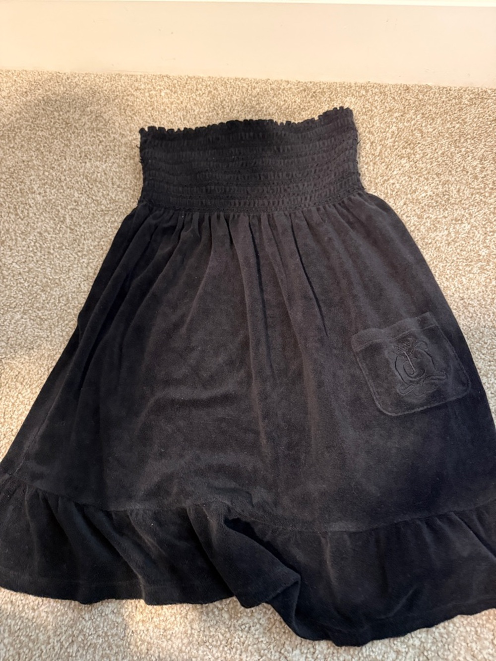 Juicy Couture Black Smocked-Waist A-Line Swim Coverup Skirt